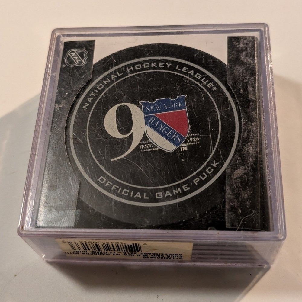 NHL NY Rangers 90th Anniversary Hockey Puck Sher-Wood 2016-17 Game Cube NEW